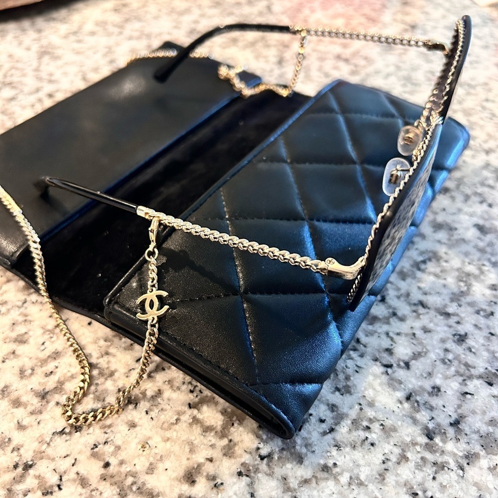 Chanel Sunglasses with Chain and Black Case - Picture 3 of 7